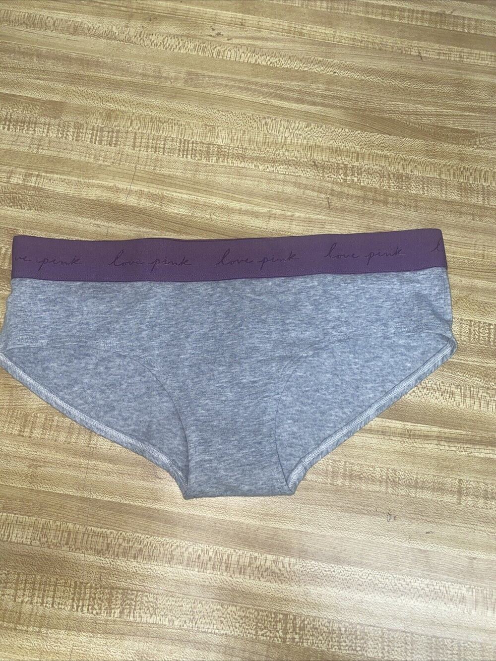 New W/ Tags VICTORIA'S SECRET PINK Cotton Bikini Hipster Panty Pink Gray Large